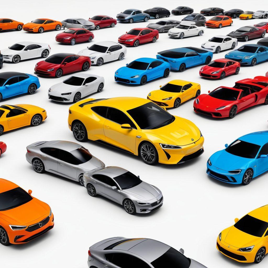 A bustling digital marketplace depicted on a computer screen with sleek and modern cars popping out from various listings; happy customers browsing through their dream rides; vibrant colors and clean design represent the ease and excitement of finding a car online. super-realistic. vibrant colors. white background.